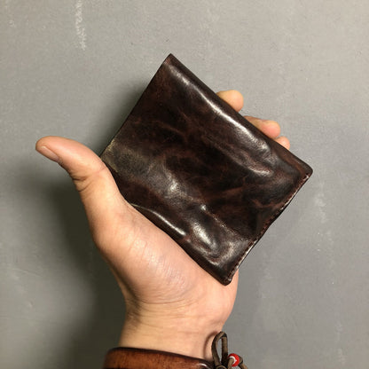 Vintage Genuine Leather Mens billfold Coffee Leather Wallet Men Small Wallets Front Pocket Wallet for Men