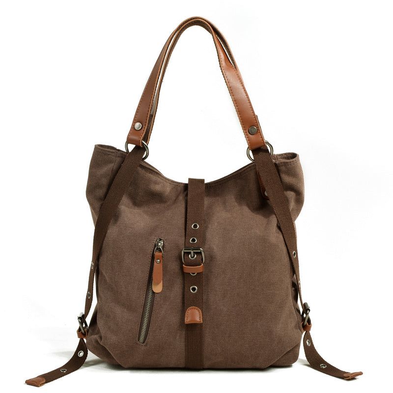 Casual Canvas Leather Womens Mens Gray Tote Bag Shoulder Bag Khaki Tote Purse For Women