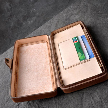 Handmade Leather Mens Box Wallet Wristlet Clutch Wallet Cigarette Box for Men