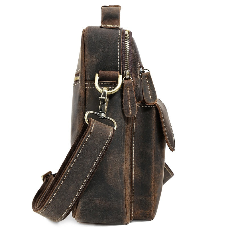 Casual Vintage Leather Mens Small Side Bag Small Messenger bag Small Crossbody Bag For Men