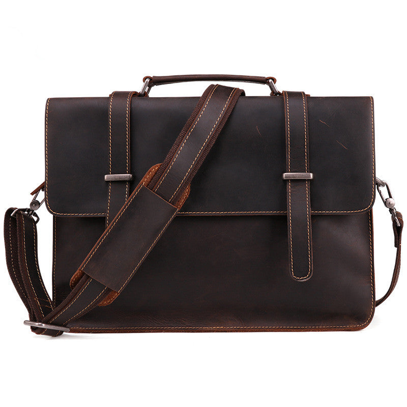 Vintage Brown Leather Men's Professional Briefcase Handbag 14¡®¡¯ Laptop Briefcase For Men