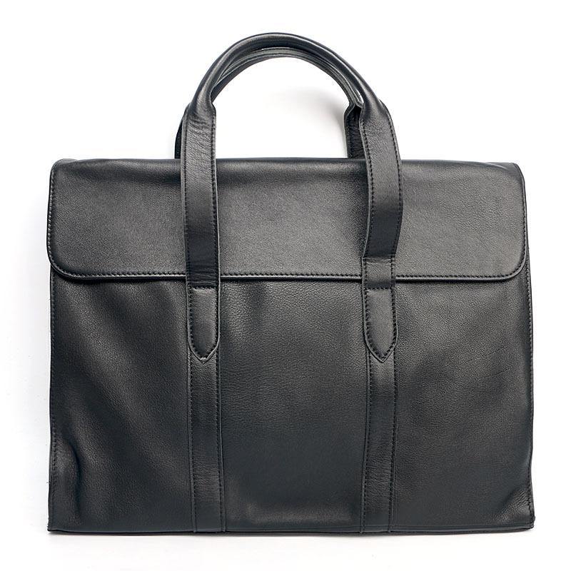 Vintage Black Mens Leather Briefcases Work Handbag Brown 14'' Computer Briefcases For Men