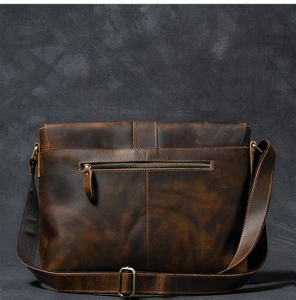 Vintage Leather Mens 13¡®¡¯ Brown Side Bag Messenger Bag Courier Bag For Men