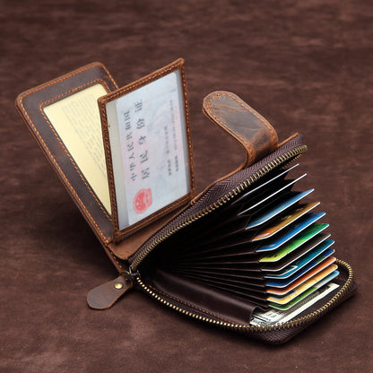 Brown Leather Billfold Cards Wallet for Men Small License Wallet Cards Wallets For Men