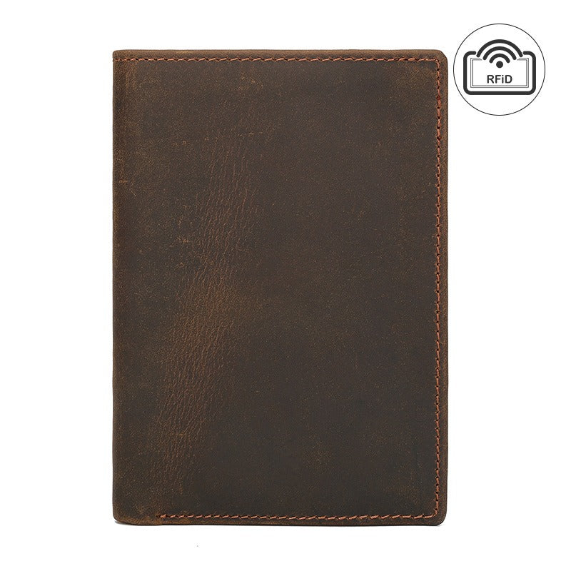 Slim Leather RFID Vertical Travel Wallet for Men Bifold Wallet Passport Wallet Travel Wallet