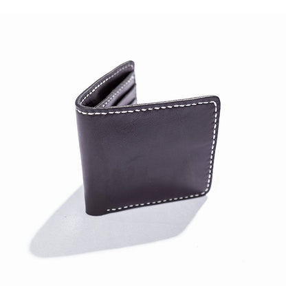 Black Handmade Leather Mens billfold Wallet Bifold Black Front Pocket Wallet Small Wallet For Men