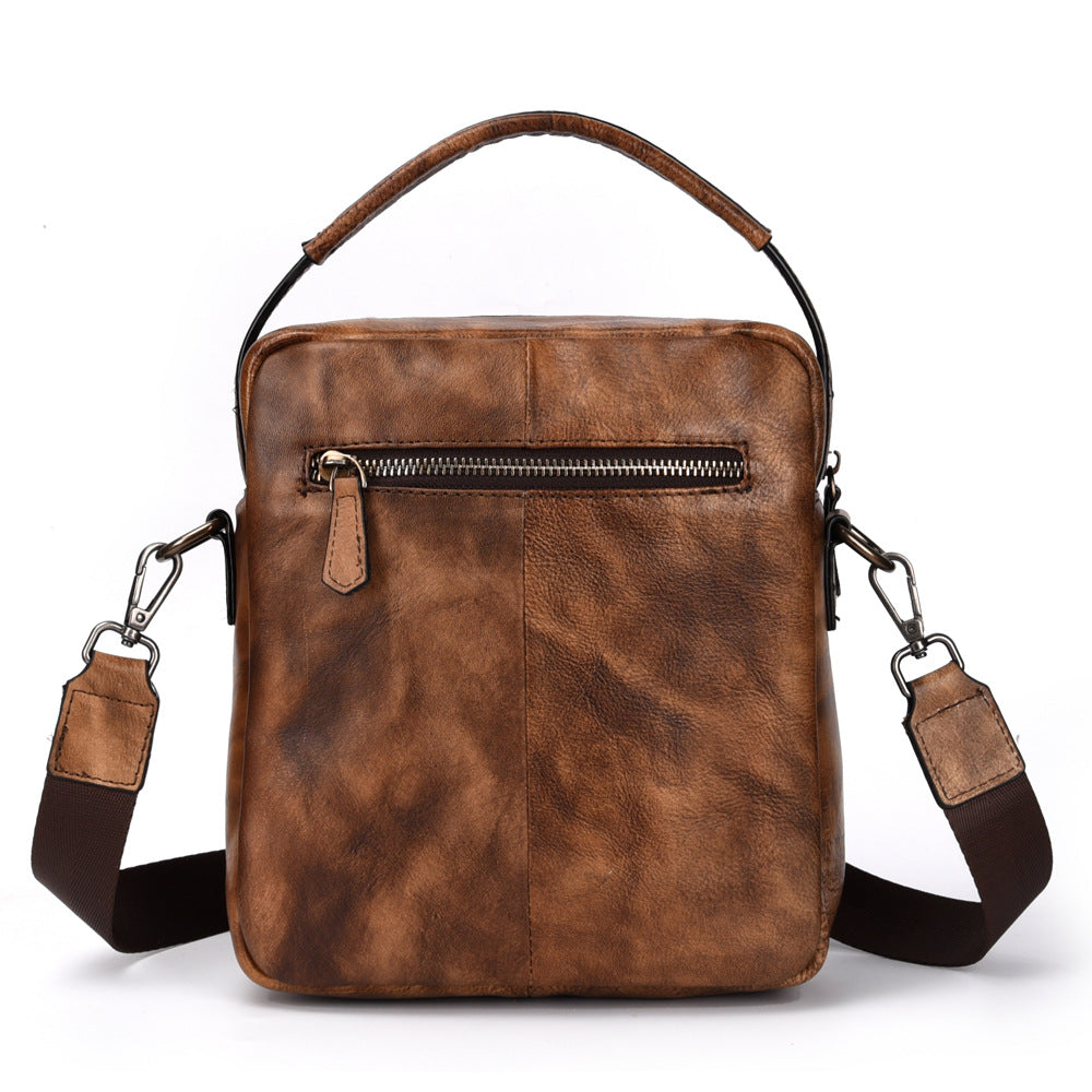 Vintage Brown Leather Men's Small Side Bag Vertical Business Handbag Black Courier Bag For Men