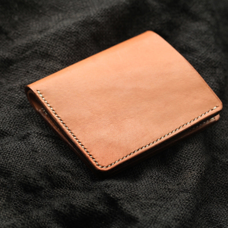 Cool Beige Leather Mens Vertical Small Wallet billfold Wallet Bifold Slim Wallet For Men