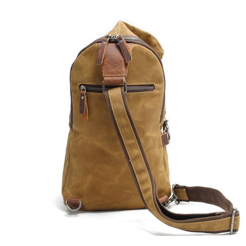 Cool Waxed Canvas Mens One Shoulder Pack Sling Bag Chest Bag for men