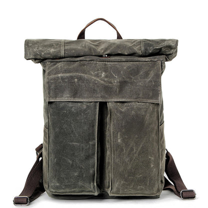 Cool Waxed Canvas Mens Waterproof 15.6'' Travel Backpack Hiking Backpack for Men