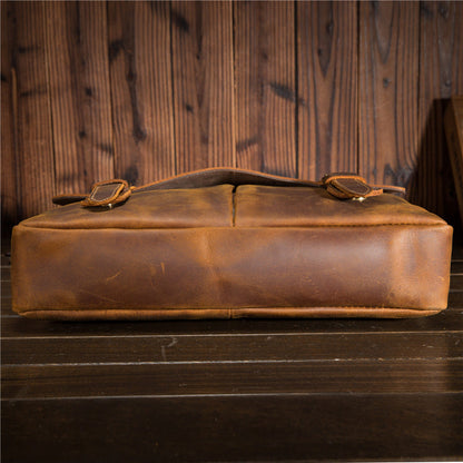 Vintage Brown Leather Mens Briefcase 13inch Laptop Bag Business Bag Handbag For Men