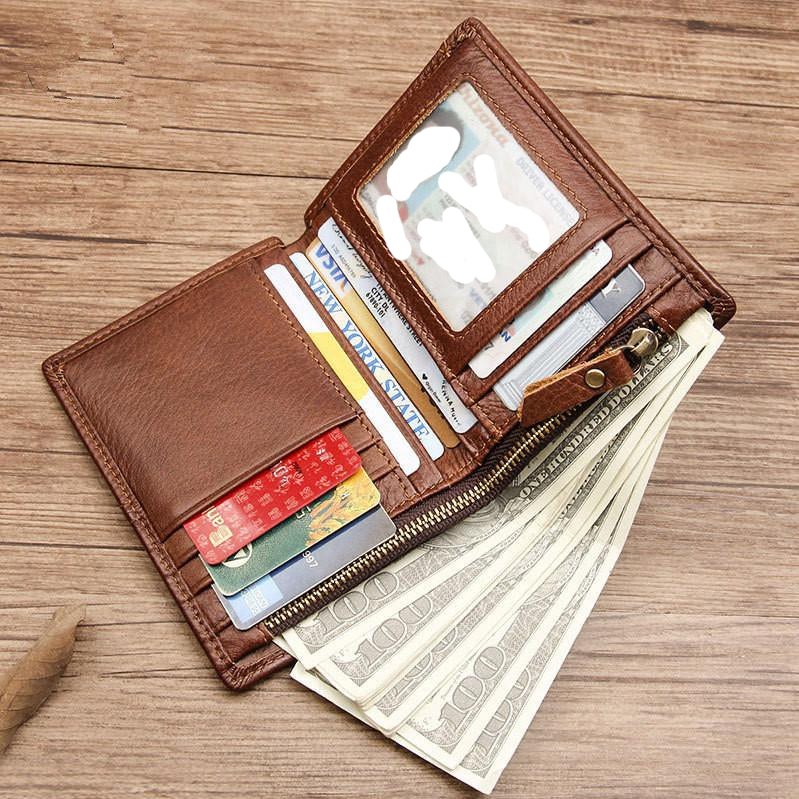 Simple Anti-Theft Leather Men's RFID billfold Wallet Multi-Card Wallet For Men