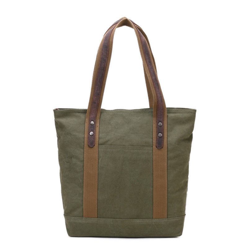 Casual Canvas Leather Womens Mens Large White Tote Bag Shoulder Bag Khaki Tote Purse For Women