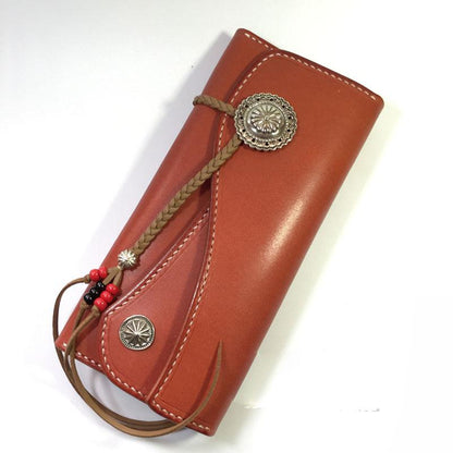 Handmade Leather Mens Clutch Wallet Cool Wallet Long Wallets for Men Women