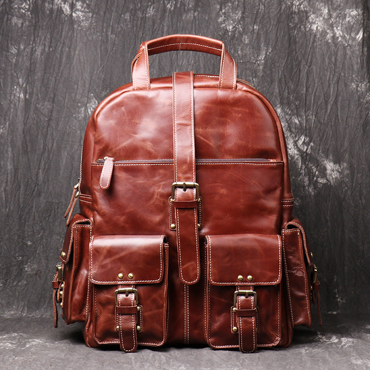 Cool Leather Mens 15inch Computer Bag Satchel Backpacks Travel Backpack Backpack for Men