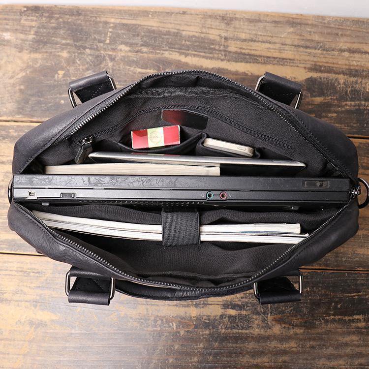 Fashion Leather Mens  Black Laptop Work Bag Handbag Black Briefcase Shoulder Bags Business Bags For Men