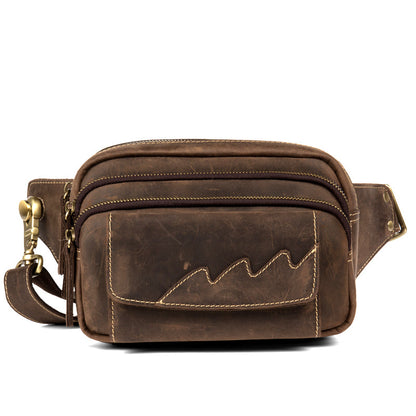 Dark Brown Leather Fanny Pack Mens Waist Bag Hip Pack Belt Bags Bumbags for Men