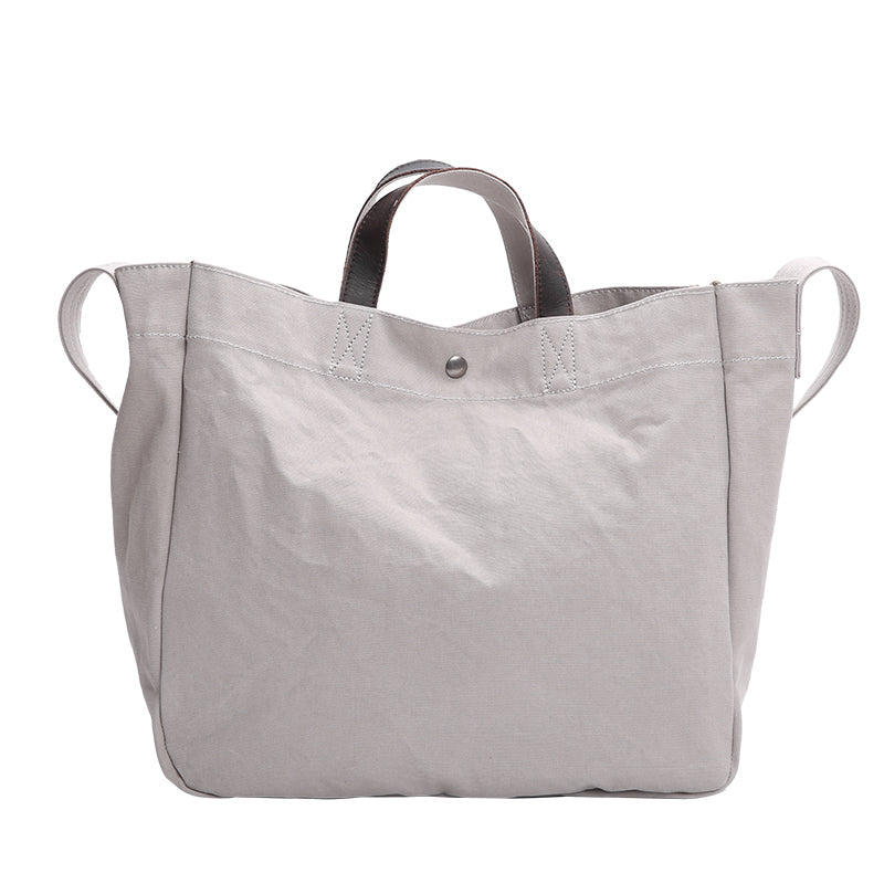 Canvas Leather Mens Womens Handbag Tote Bag White Shoulder Bag Tote Purse For Men