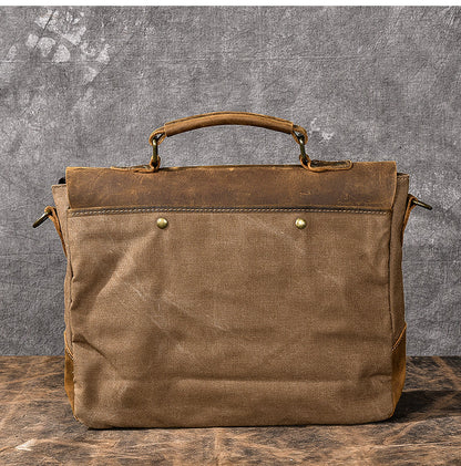 Canvas Leather Mens Womens Green Briefcase Side Bag Brown Messenger Bag Shoulder Bag For Men