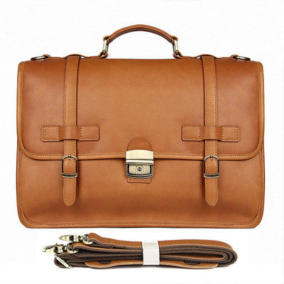 Top Brown Large Leather Mens Business 15 inches Laptop Work Briefcase Large Handbag Briefcase Business Bags For Men