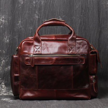 Black Oiled Leather Men's Professional Briefcase 13¡®¡¯ Laptop Handbag Business Bag For Men