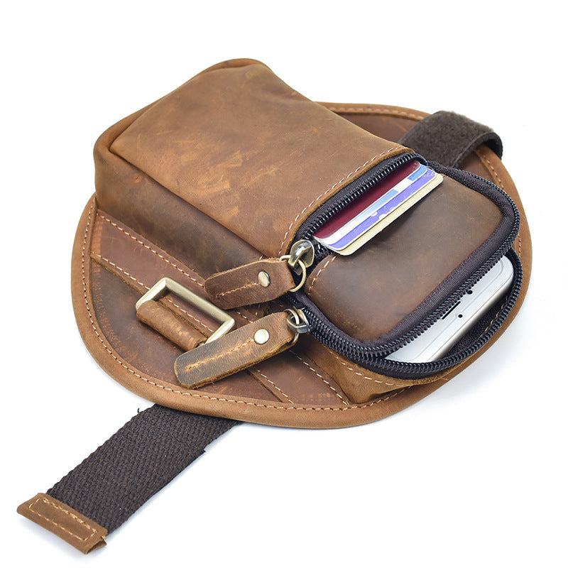 Brown Leather Cell Phone HOLSTER Arm Pouches for Men Arm Bags Arm HOLSTER For Men