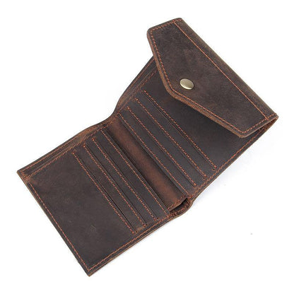 Dark Brown Small MENS LEATHER Bifold Wallet Card Brown billfold Wallet FOR MEN