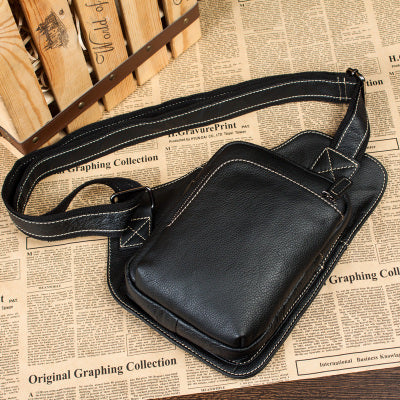 Dark Brown Leather Mens Cool Sling Bag Crossbody Pack Black Chest Bag for men