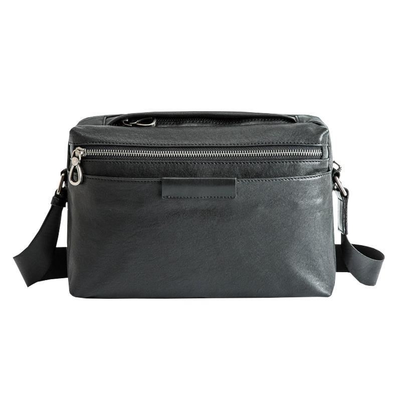 Black Soft Leather Mens 10 inches Courier Bag Postman Bag Black Messenger Bags Side Bag for Men