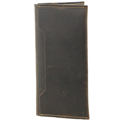 Vintage Brown Leather Mens Long Wallet Bifold Long Wallet Brown Phone Clutch Wallet For Men