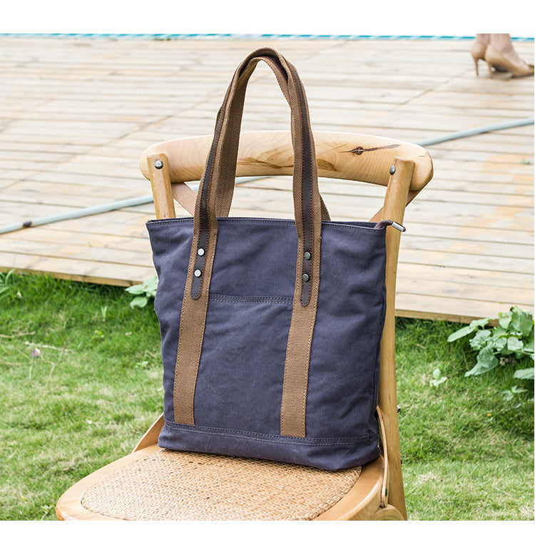 Casual Canvas Mens Womens Large 14¡®¡¯ Khaki Handbag Tote Bag Brown Shoulder Bag Tote Purse For Men