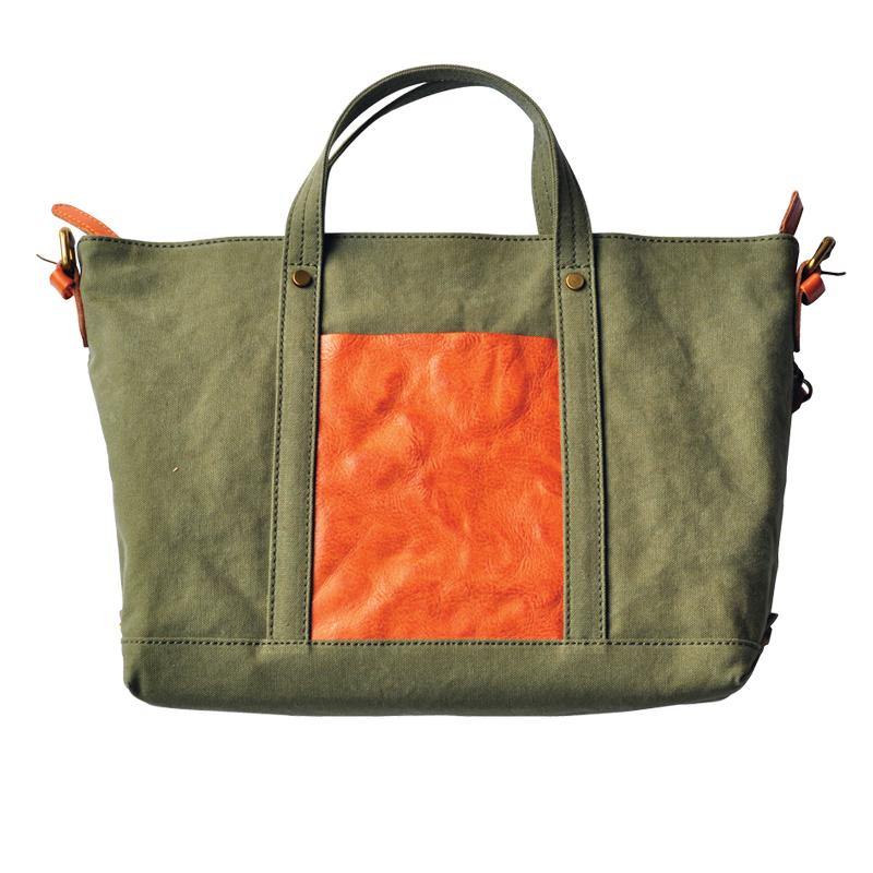 Green Canvas Leather Mens Womens Tote Shoulder Bags Messenger Bag Gray Tote Handbag For Men and Women