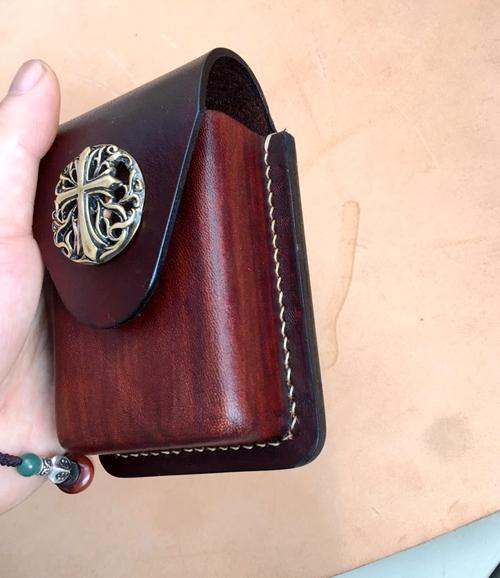 Cool Brown Leather Mens Cigarette Case Cigarette Holder Lighter Case Pouch with Belt Loop for Men