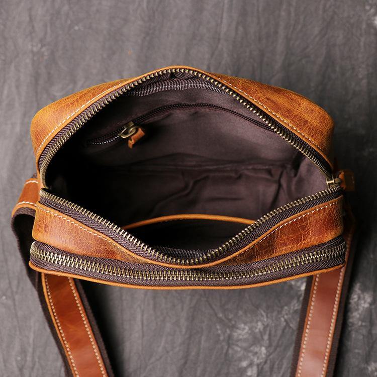 Cool Brown Leather Mens Ipad Vertical Side Bag Courier Bag Vertical Messenger Bag for Men