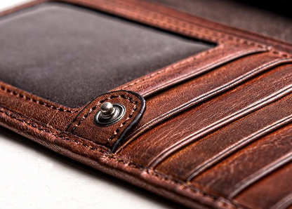 Handmade Leather Mens Cool Long Leather Wallet Bifold Clutch Wallet for Men