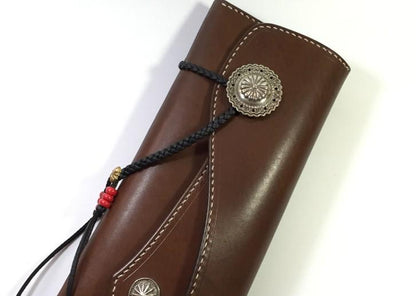 Handmade Leather Mens Clutch Wallet Cool Wallet Long Wallets for Men Women