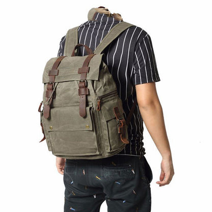 Cool Waxed Canvas Retro Mens Black Large 15¡®¡¯ Travel Backpack Computer Backpack Hiking Backpack for Men