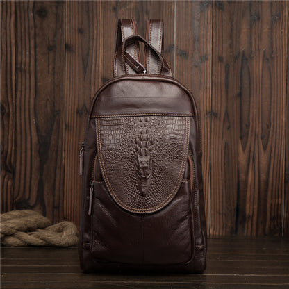 Cool Brown Leather Men's Sling Bag One Shoulder Backpack Black Sling Crossbody Pack For Men