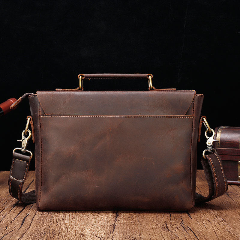 Vintage Brown Leather Men's Profess Briefcase Business Brown Shoulder Briefcase For Men