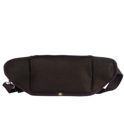 Navy Blue Canvas Leather Fanny Pack Men's Brown Chest Bag Canvas Sling Hip Bag Waist Bag For Men