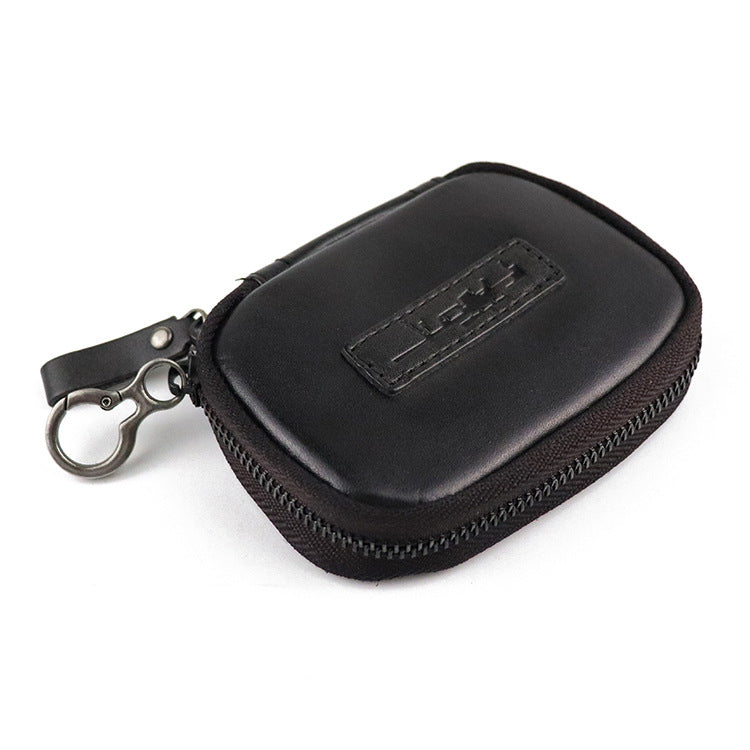 Cool Black Leather Men's Key Wallet Zipper Car Key Holder Card Wallet For Men