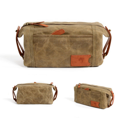 Cool Canvas Leather Mens Large Clutch Bag Handbag Storage Bag Wash Bag For Men