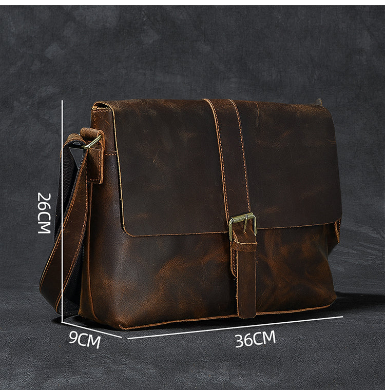 Vintage Leather Mens 13¡®¡¯ Brown Side Bag Messenger Bag Courier Bag For Men