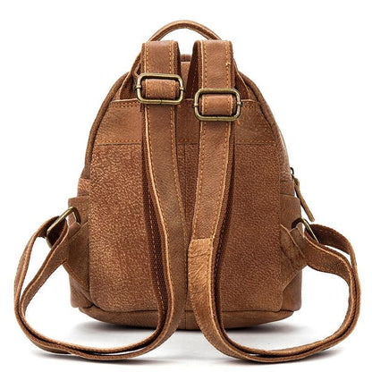 Khaki Fashion Mens Leather Small Travel Backpacks Cute College Backpacks School Backpack for men