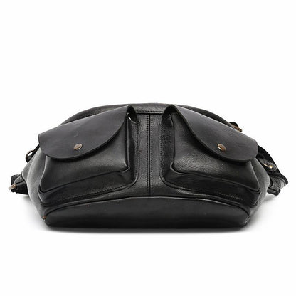 Black Leather Mens Fanny Pack Hip Packs Sling Bag Waist Bags for Men