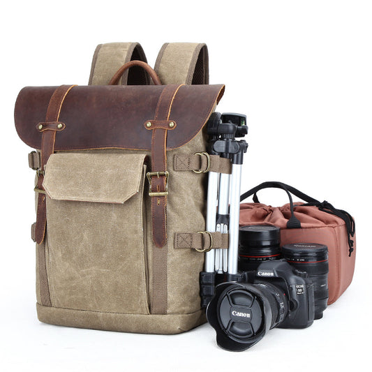 Canvas Camera Backpack Mens Canon Nikon Waterproof 15'' Large Camera Bags DSLR Camera Bags For Men