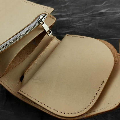 Vintage Handmade Beige Leather Men's billfold Wallet Bifold Biker Chain Wallet For Men