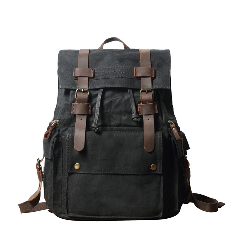 Cool Waxed Canvas Retro Mens Black Large 15¡®¡¯ Travel Backpack Computer Backpack Hiking Backpack for Men