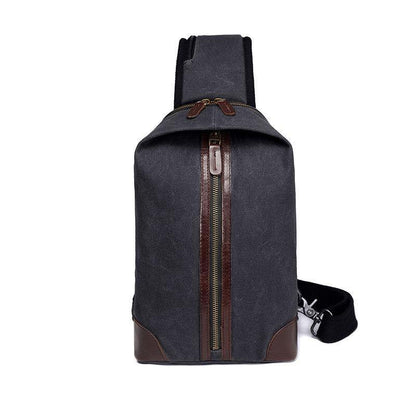 Black Canvas Sling Backpack Men's Sling Bag Chest Bag Canvas One shoulder Backpack For Men