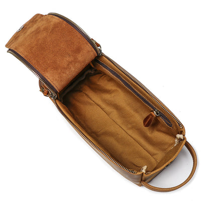 Cool Brown Leather Men's Box Clutch Bag Portable Bag Mini Handbag for Men